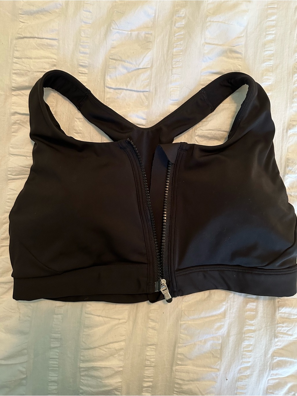 Athleta Black Front-Zip Racerback Sports Bra